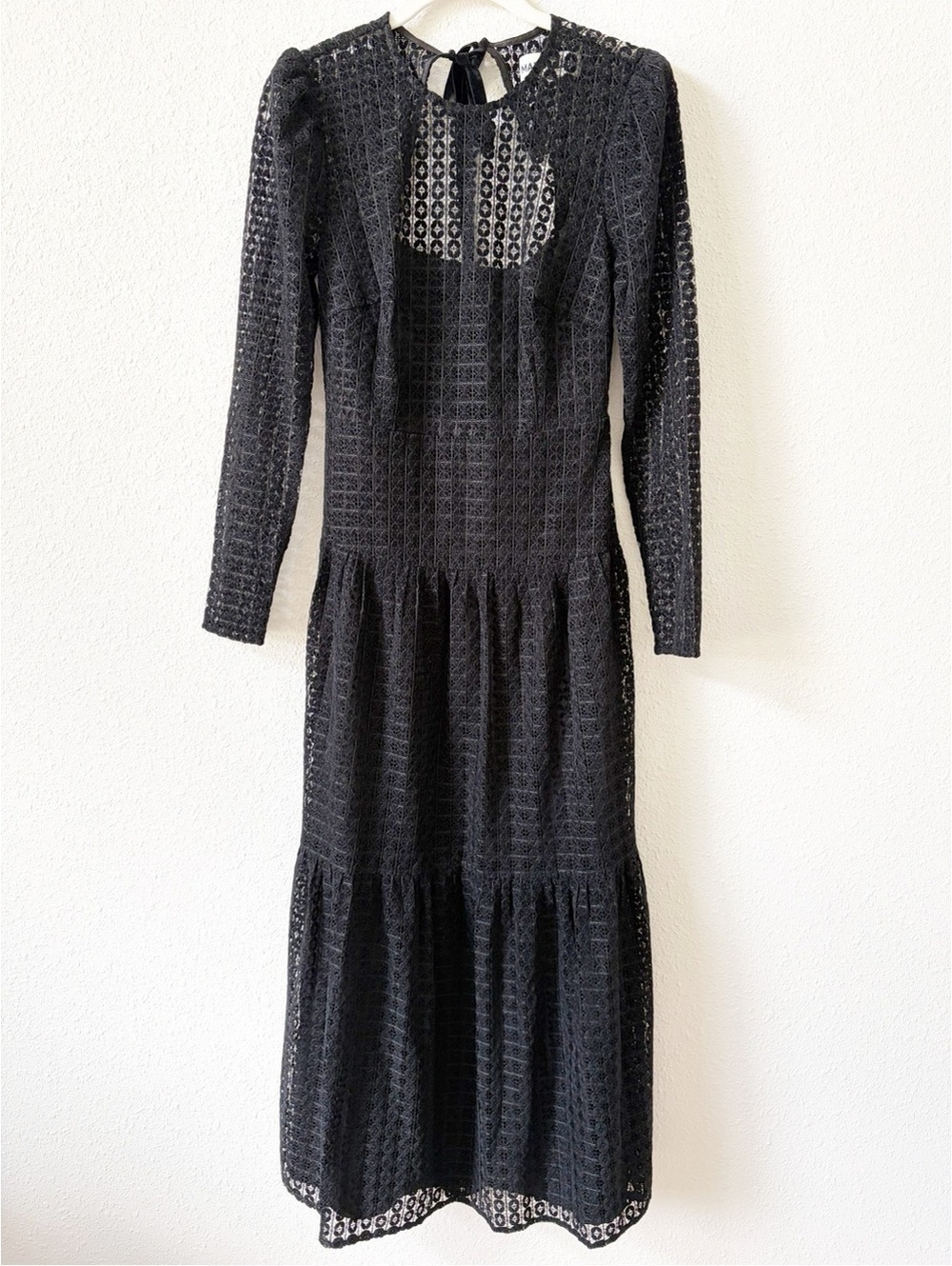Maude Club Adeline Dress Black Size Small Velvet Lace Goth Open Back